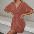 thumbnail image 3 of Robe Décontractée à Manches Courtes Col en V pour Femmes Robe Imprimée Ample Robe à Manches Courtes Col en V pour Enfants, 3 of 7