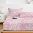 thumbnail image 6 of Twin XL Size Fitted Sheet Set - Pink Floral 2 Piece Bedding Sets 16" Deep Pocket Fitted Sheet with 1 Pillowcases, Spring Flowers Leaves Rustic Farmhouse Brushed Microfiber Hotel Luxury Bed Sheets, 6 of 9