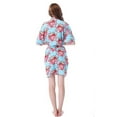 thumbnail image 2 of Mr & Mrs Right Women Short Floral Cotton Robe Bride Bridesmaid Getting Ready Cover up Gift,Lake Blue S, 2 of 4