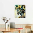 thumbnail image 3 of JEUXUS  Modern African American WaLL Art,Black Girl with Flowers Butterfly Head Painting, Woman Portrait Canvas Print Artwork for Home Bedroom Bathroom Living Room Decor  16x20 in, 3 of 5