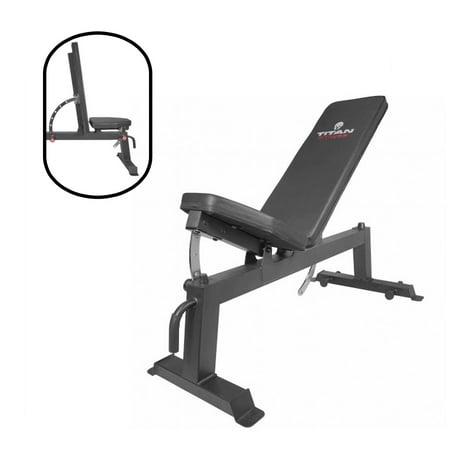 Titan Fitness Adjustable Flat Incline Weight Bench for Free Weights &
