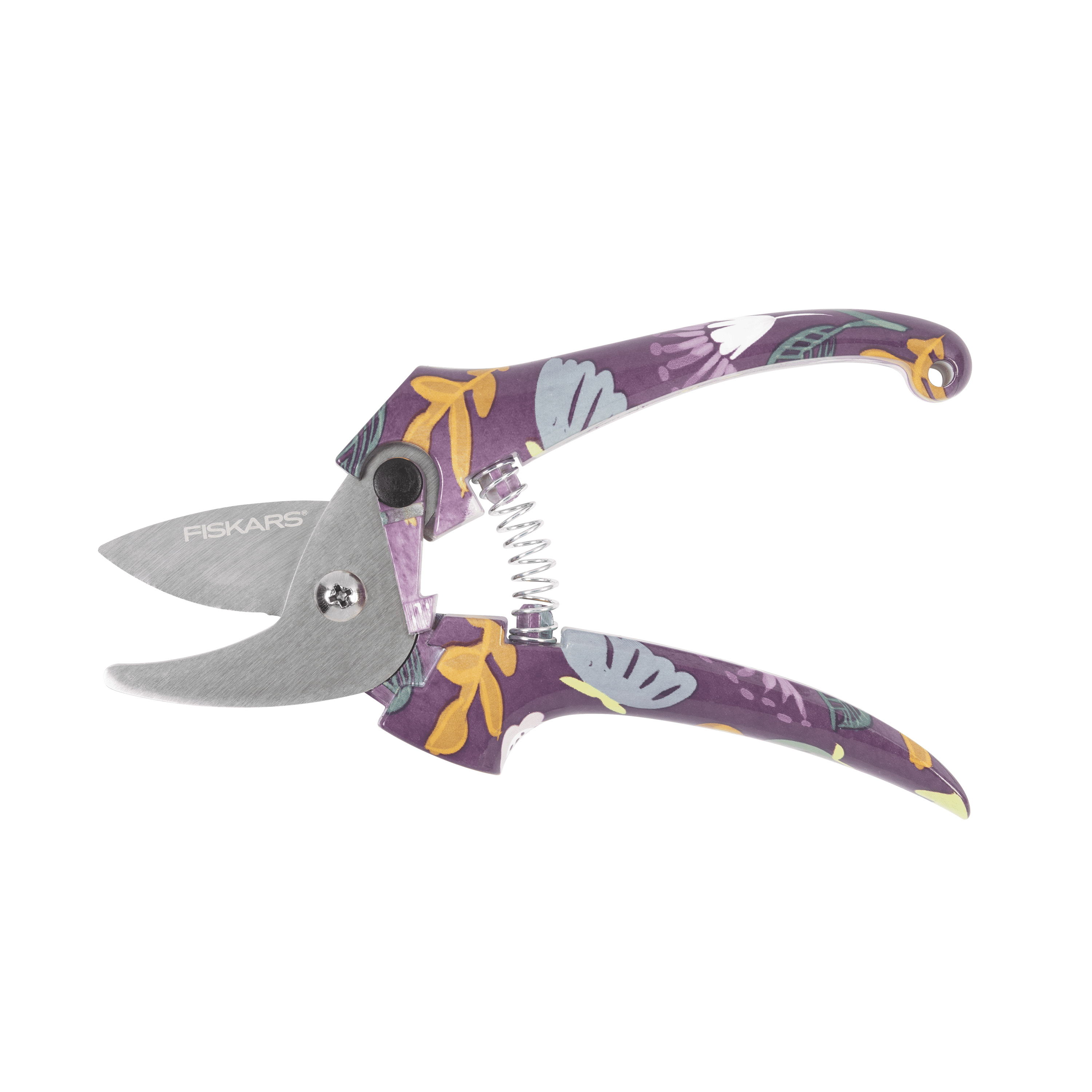 Fiskars 7" Fashion Bypass Pruner, 1/2" Cut Diameter, Purple Floral