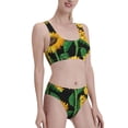 thumbnail image 2 of Daiia Sunflower 1 printed 2 piece Swimsuit Bikinis for Women High Waisted Racerback Bathing Suits Summer Tummy Control Scoop Neck Swimwear-Small, 2 of 8