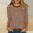 thumbnail image 3 of HomeGardon 3/4 Length Sleeve Womens Tops,Womens Shirts Fashion Women's Casual Print Round Neck T-shirt Blouse,S-XXXXXL, 3 of 5