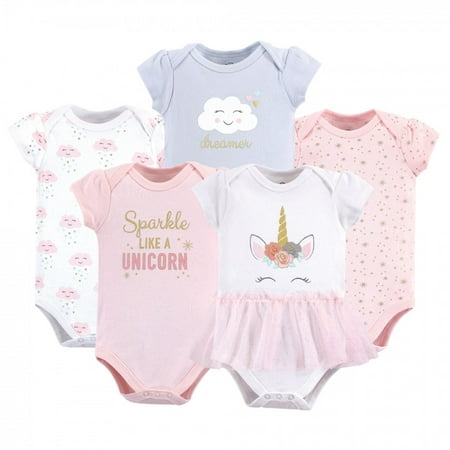 

Little Treasure Baby Girl Cotton Bodysuits 5pk Unicorn 6-9 Months