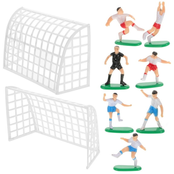 HAMPPLIES Football Cake Decorations 1Set Assorted Color Food Grade Plastic Soccer Player for Boys Birthday