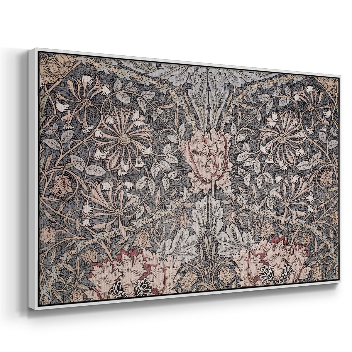 Vintage Abstract Print-XXX Framed in White Wood Gallery Wrapped Canvas 25 in. x 37 in.