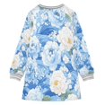 thumbnail image 2 of Blue Floral Waves Girls'long-sleeved dress Thickened A-dress Warm Dress Basic Shirt Party Dresses, 2 of 7