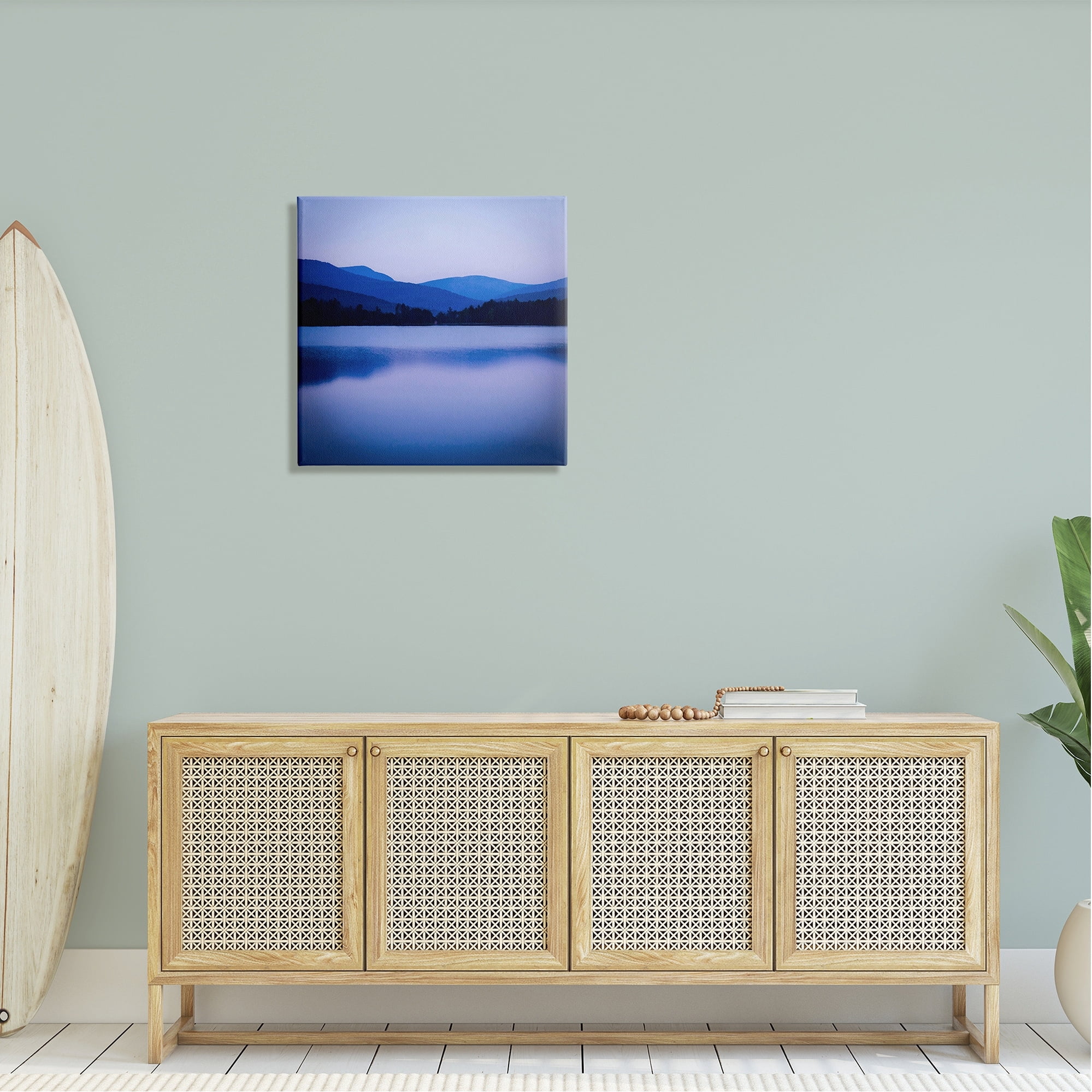 Stupell Industries Serene Blue Mountain Lakeside Scenery Photagraphy Classic Photography Gallery-Wrapped Canvas Print Wall Art, 24 x 24, Design by Kelly Sinclair