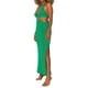 thumbnail image 4 of VISgogo Vestido Casual para Mujer, Color Sólido Sin Mangas Sin Espalda Slim-Fit Split Halter Vestido Largo VISgogo moda, 4 of 9