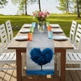 thumbnail image 4 of Table Runners 72 Inches Long Dress Scarves, Valentine's Day Farmhouse Kitchen Table Runner, Coffee Tablerunners, Blue Heart Love Trees Romance Spring 16x72 Inch, 4 of 9