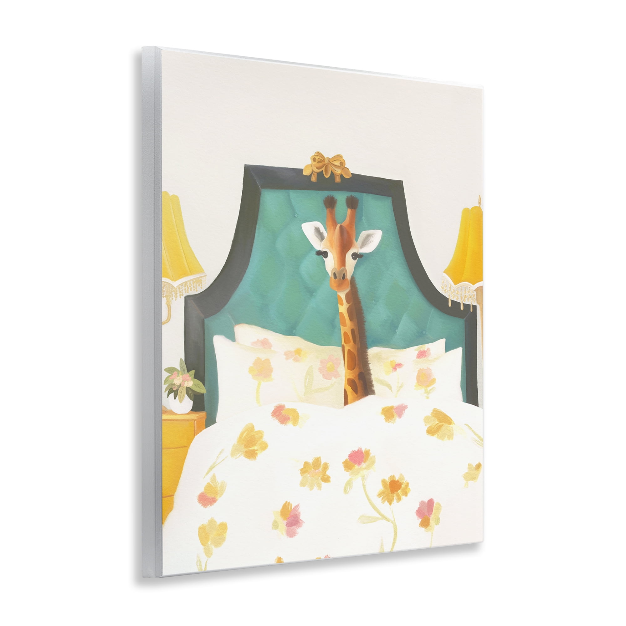 Good Morning Giraffe in Bed Wall Plaque Art, design by Leah Straatsma