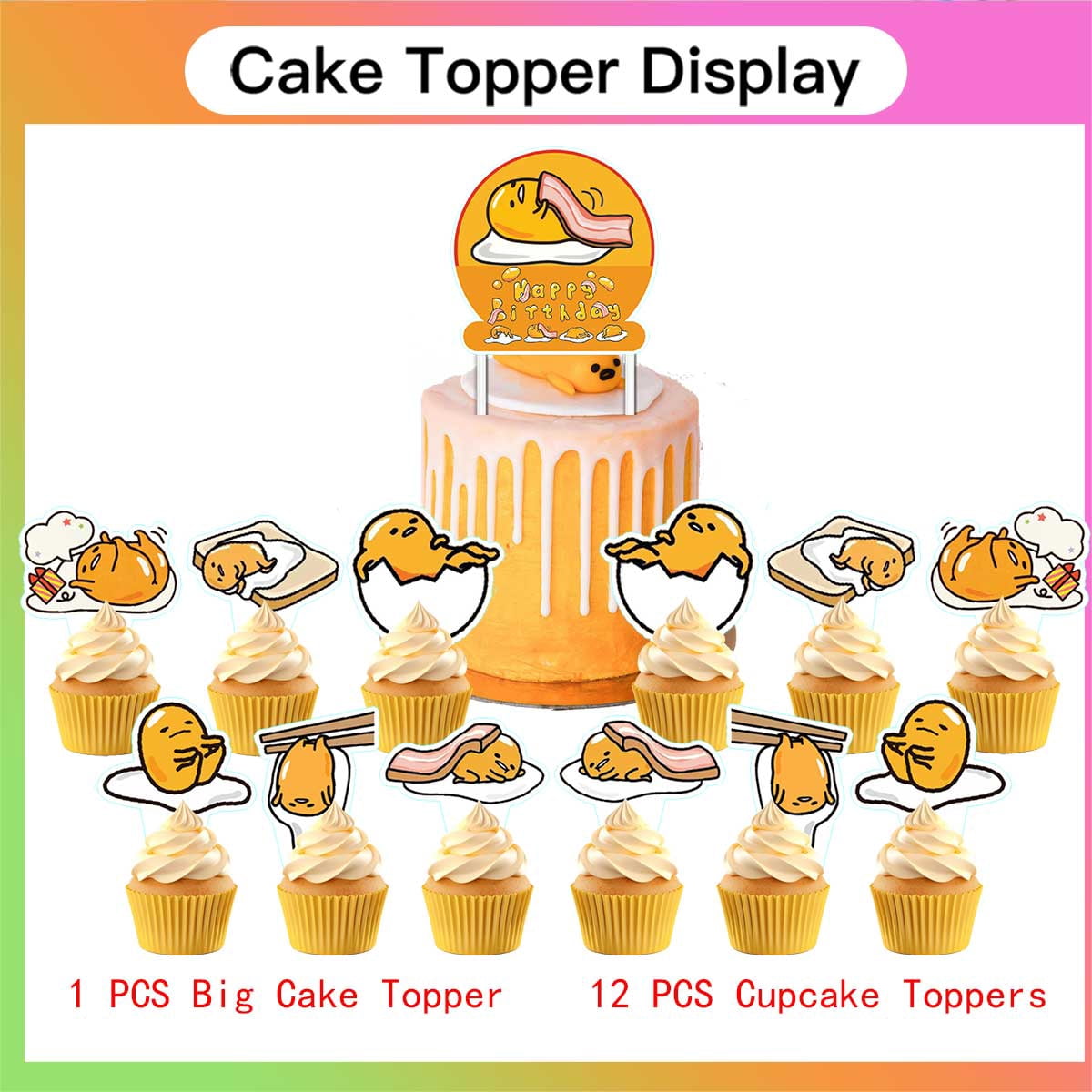 Gudetama Lazy Egg Party Supplies Latex Balloons Decor Banner Backdrop Kit Birthday Decorations