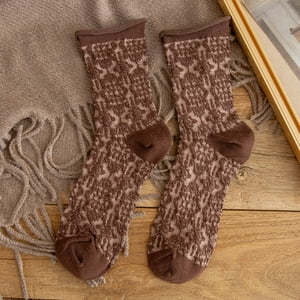 Femmes Nouvelles Chaussettes Rolled Edge National Tube à Vent Chausse Japonaise Rétro Chaussée Sports Chausettes Chausière Brown