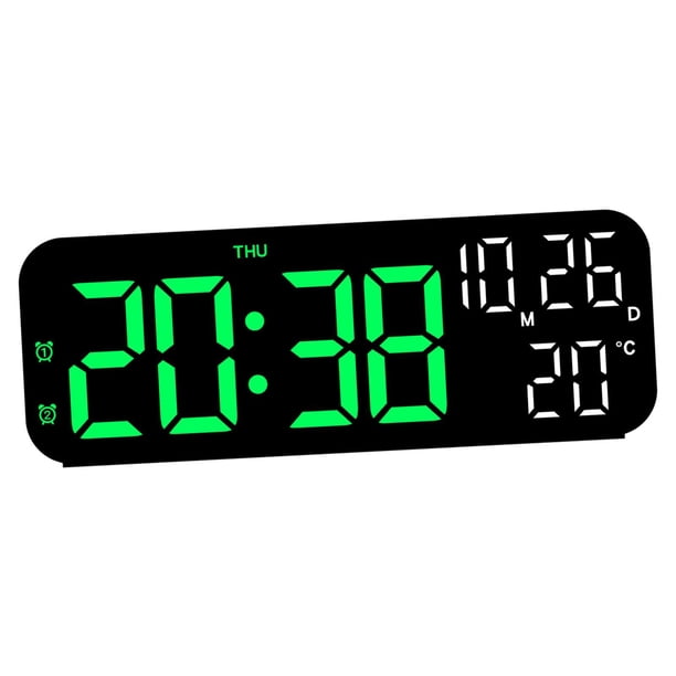 Reloj despertador Digital LED con 3 niveles de luz ajustable reloj de escritorio con visualización de fecha y semana moderno para estante mesita de no Verde negro
