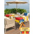 thumbnail image 5 of Outdoor Tablecloth with Umbrella Hole for Patio/Picnic/Party/Camping, Children's Day Waterproof Table Cloth Rectangle Table Cover Washable, Cartoon Pencil Watercolor Yellow Striped (60"x 120"), 5 of 8