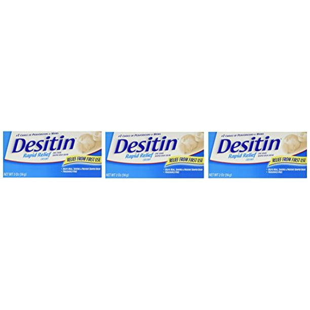 Desitin Rapid Relief Creamy Zinc Oxide Diaper Rash Cream (Pack of 3