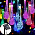 thumbnail image 1 of Sowaz Solar String Lights 20 Feet 30 LED Water Drop Solar Fairy Waterproof Lights for Garden, Patio, Yard, Home, Parties, Multi Color, 1 of 10