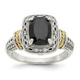 thumbnail image 5 of Sterling Silver Two Tone Silver And Gold Plated Sterling Silver w/Onyx Ring Size 6, 5 of 6