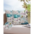 thumbnail image 6 of Pack of 2 Outdoor Pillow Covers, Hand Drawn Magnolia White Flower Print Waterproof Square Throw Pillowcase Cushion Decorative Pillow Covers for Couch Patio Tent, 16x16 in, 6 of 6