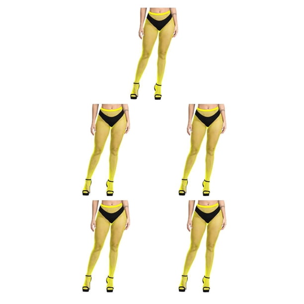 Qarigey 1 par de pantimedias con tirantes, calcetines, diseño de agujeros, medias de red atractivas y llamativas, absorción de sudor, Amarillo fluorescente Libro en rústica de red pequeña 5Conjunto