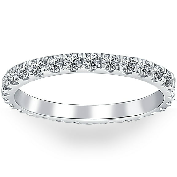 Pompeii 7/8 ctw Diamond Eternity Ring Stackable French Prong Wedding Band 14k Gold White