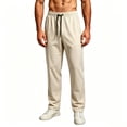 thumbnail image 2 of ZORYEVY Plus Size Mens Pants Winter Casual Quick Dry Straight Leg Trousers for Men Solid Drawstring Elastic Waist with Pockets Lightweight Pants, 2 of 5