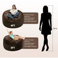 thumbnail image 3 of AMERICAN CENTURY HOME 3 Ft Bean Bag Chair, Memory Foam Filled, Removable Velvet Cover, for Adults/Teens, Chocolate, 3 of 6