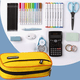 thumbnail image 4 of Bolsa para bolígrafos, caja de papelería simple para escuela primaria y secundaria, estuche para lápices de doble capa, 4 of 5