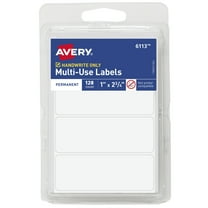Avery Multiuse Permanent Labels, 1" x 2-3/4" Rectangle Labels, White, Non-Printable, 128 Total (6113)
