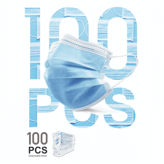 100 pcs 3-Ply Disposable Face Mask