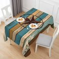 thumbnail image 6 of Texas Star Retro Table Cloth Waterproof Tablecloths, Teal Brown Stars Vintage Wooden Tablecloth Dining Table Cover for Kitchen Party Tabletop Outdoor, Rectangle Tablecloth 60x120 Inch, 6 of 9