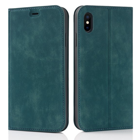 TECH CIRCLE for Apple iPhone XS Max Wallet Case,Durable Solid Color PU Leather Full Protection Magnetic Closure Flip Stand RFID Blocking Card Slots Phone Cover,Blue