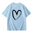 thumbnail image 5 of AWZXDE Kids Girls Letter Printed Short Sleeve T Shirt Oversized Casual Crewneck Tee With Heart Design For Valentine Day girls t shirts Light Blue，9-10 Years, 5 of 6