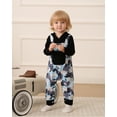 thumbnail image 2 of 12 Months Baby Boys Clothes 18 Months Boys 2PCS Outfits Set Dinosaur Print Infant Boys Long Sleeve Hoodie Top Overalls Pants Set Black, 2 of 10