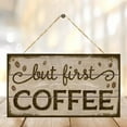 thumbnail image 3 of 1pc Wooden Coffee Wall Art Decoration Plaque Sign - "Just Coffee" for Home Office Cafe Room Decor (3.94 x 7.87 Inches), 3 of 8