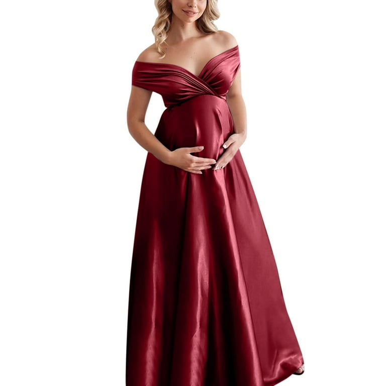 Vedolay Spring Maternity Dresses Women's Knee Length Midi Maternity Dress  with Front Pleat,C-PK2 M
