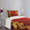 thumbnail image 3 of Ambesonne Dragon Quilted Bedspread Set 2 Pcs, Historic Creature, Twin Size, Orange Yellow, 3 of 5