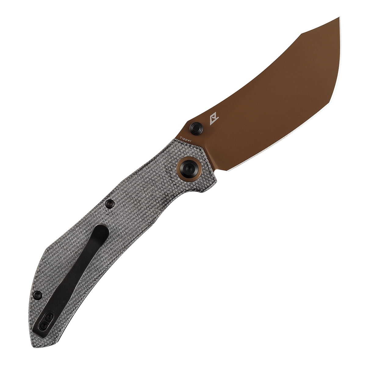 Tenable Tipper Folding Pocket Knife 3.39'' Rose Gold Nitro V Blade,Black Micarta Handle,B1079A1