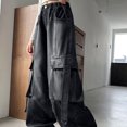 thumbnail image 6 of EnJoCho Kids Girls Baggy Cargo Jeans Washed Wide Leg Elastic High Waist Denim Pants Distressed Streetwear Pockets Trousers Bottoms Fashion Trendy Casual Utility Comfort, 6 of 8