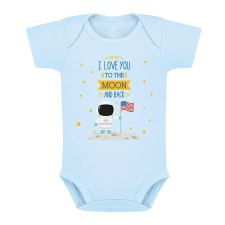 

Creative Knitwear NASA Baby Bodysuit- I Love You To The Moon and Back - Light Blue 12 Months