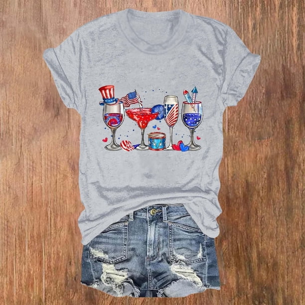 Fiudx Tops para Mujer Tops con Estampado de Moda para Mujer, Blusa de Manga Corta, Camisetas Divertidas con Cuello Redondo