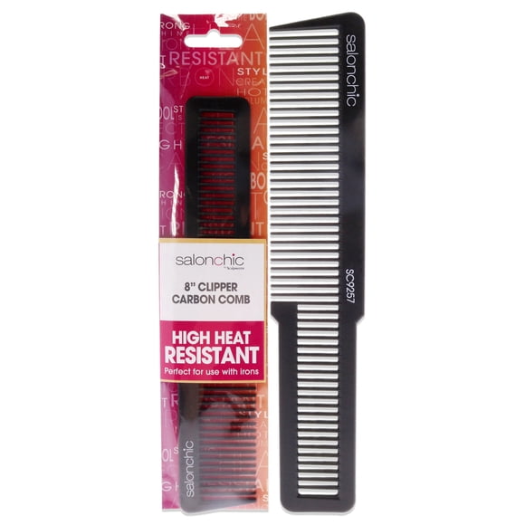 Tondeuse à Dessus Plat Peigne en Carbone Haute Résistance à la Chaleur 8 par SalonChic pour Unisexe - 1 Pce Peigne