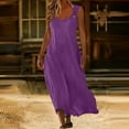 thumbnail image 6 of Horkkom Linen Dress Women Summer Sleeveless Flowy Maxi Dress Casual Loose Solid Color Long Dresses with Pockets M, 6 of 9