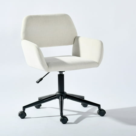 Homy Casa Swivel Desk Chair with Wheels, Upholstered Vanity Chair for Home Office,Beige