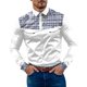 thumbnail image 1 of Camisas s Para Hombre Manga Larga Camisa de manga larga para hombre, informal, a cuadros, con costuras de , solapa, botones, puños (White, L), 1 of 5