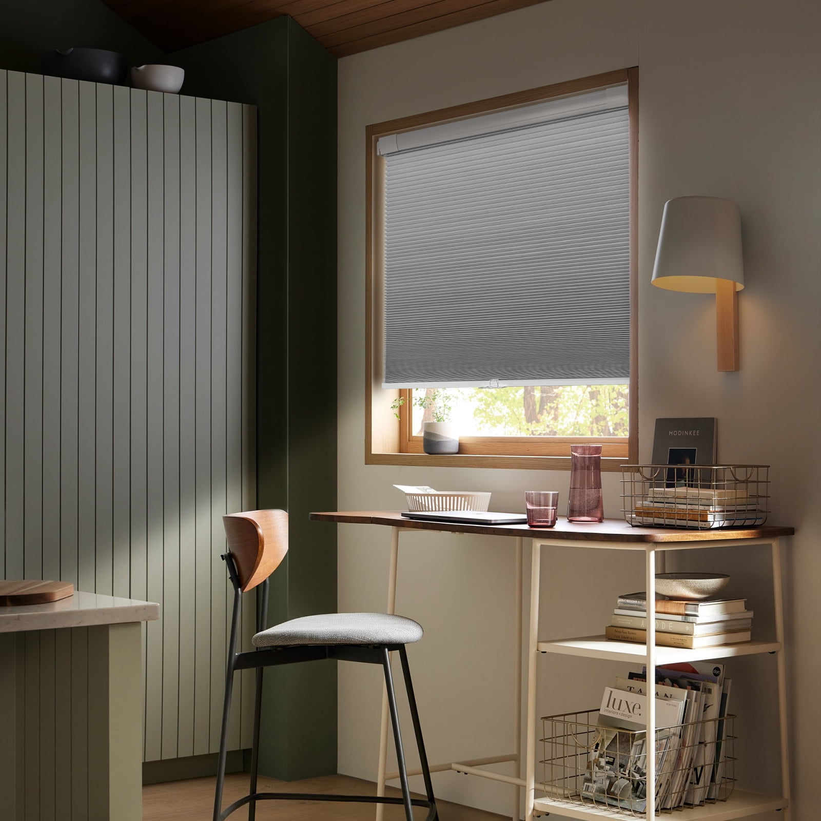 Keego No Tools Cordless Blind for Windows Blackout Cellular Window Shades Customed Honeycomb No Drilling Blinds for Home and Bedroom, White 20"W x 36"H