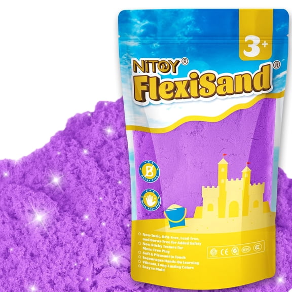 NiToy FlexiSand 2.2Lbs Play Sand, Never Dries Out-Fun for 3 Years and up Kids Bulk Refill for Sensory Sand Box Toys, Ideal for Shaping, Squeezing and Molding (Purple)