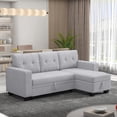 thumbnail image 2 of DEALTOPS Linen Reversible Sleeper Sectional Sofa Bed with Storage Chaise,Gray, 2 of 11