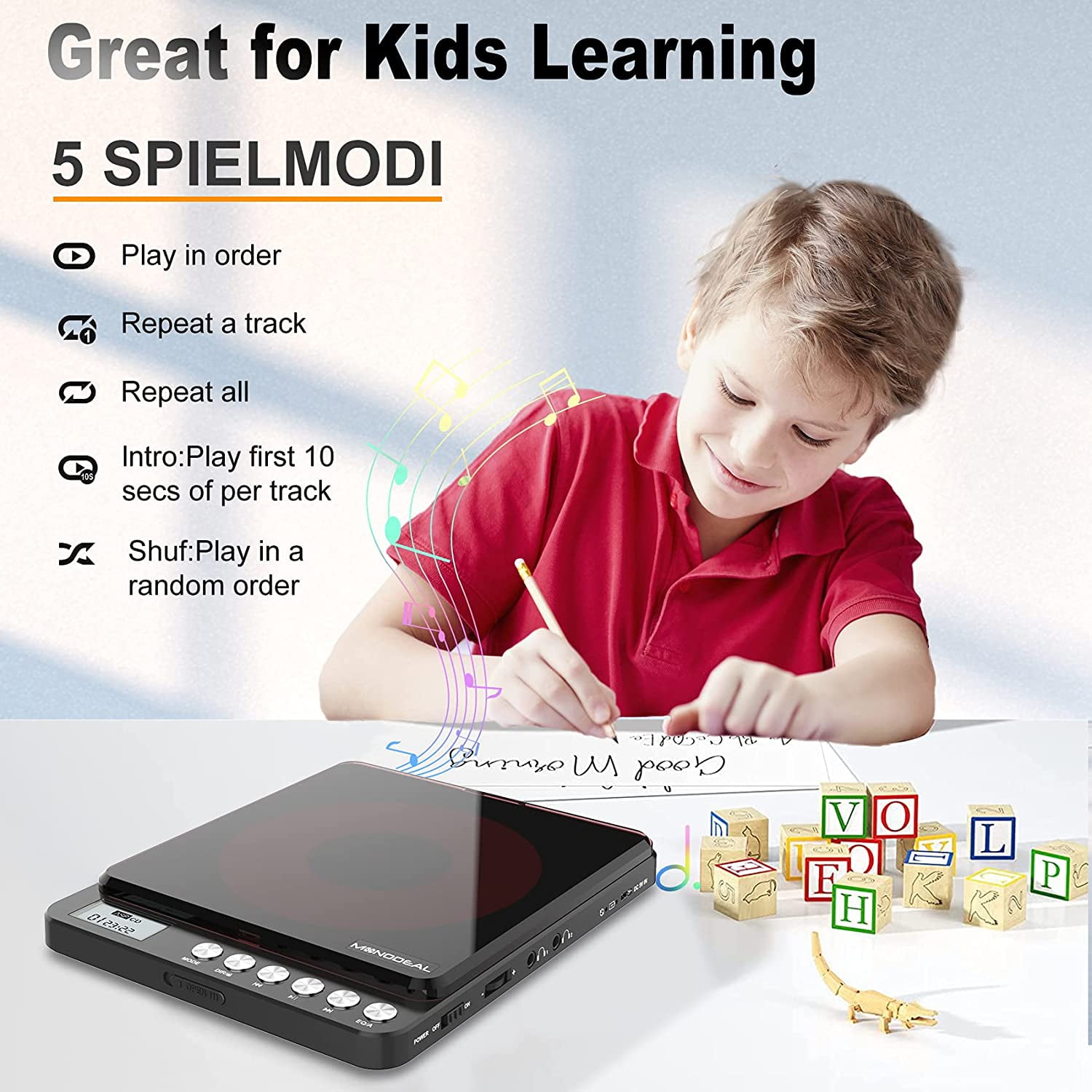 Buy Portable CD Player with Builtin Speakers, MONODEAL Rechargeable CD